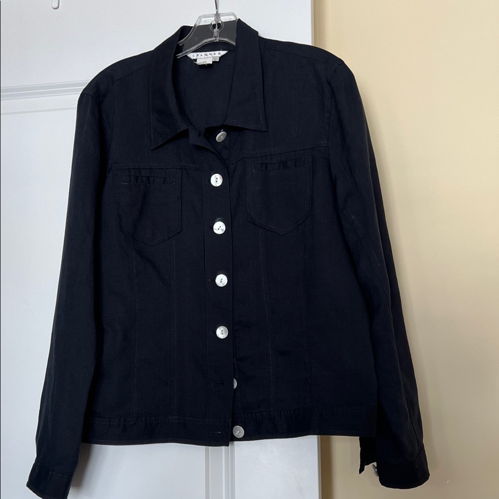 SPANNER Black Button-Up Linen Blouse